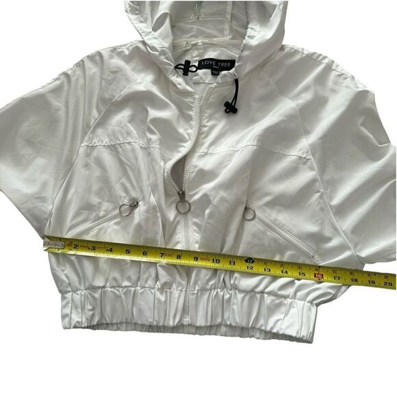 Love Tree Cropped Windbreaker Hoodie Jacket White With black Striped Small - Picture 10 of 12